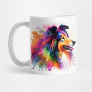 Abstract painting of a Sheltie Dog Mug